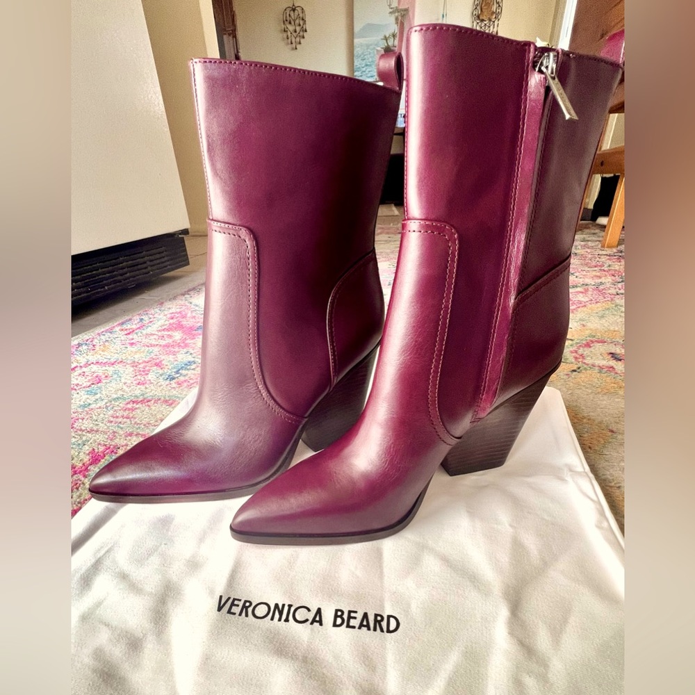 NWT Veronica, Beard, Burgandy Boot. size 38 /runs big size 8US.